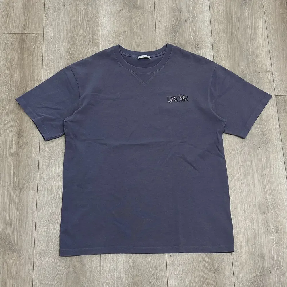 Dior Flower Logo Blue Tee T Shirt Size Large L SF